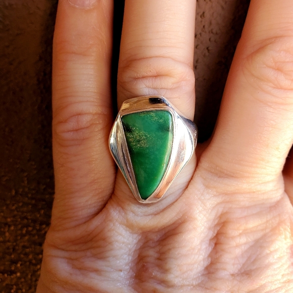 New Men's Chrysoprase 925 Silver Ring. - Picture 14 of 14
